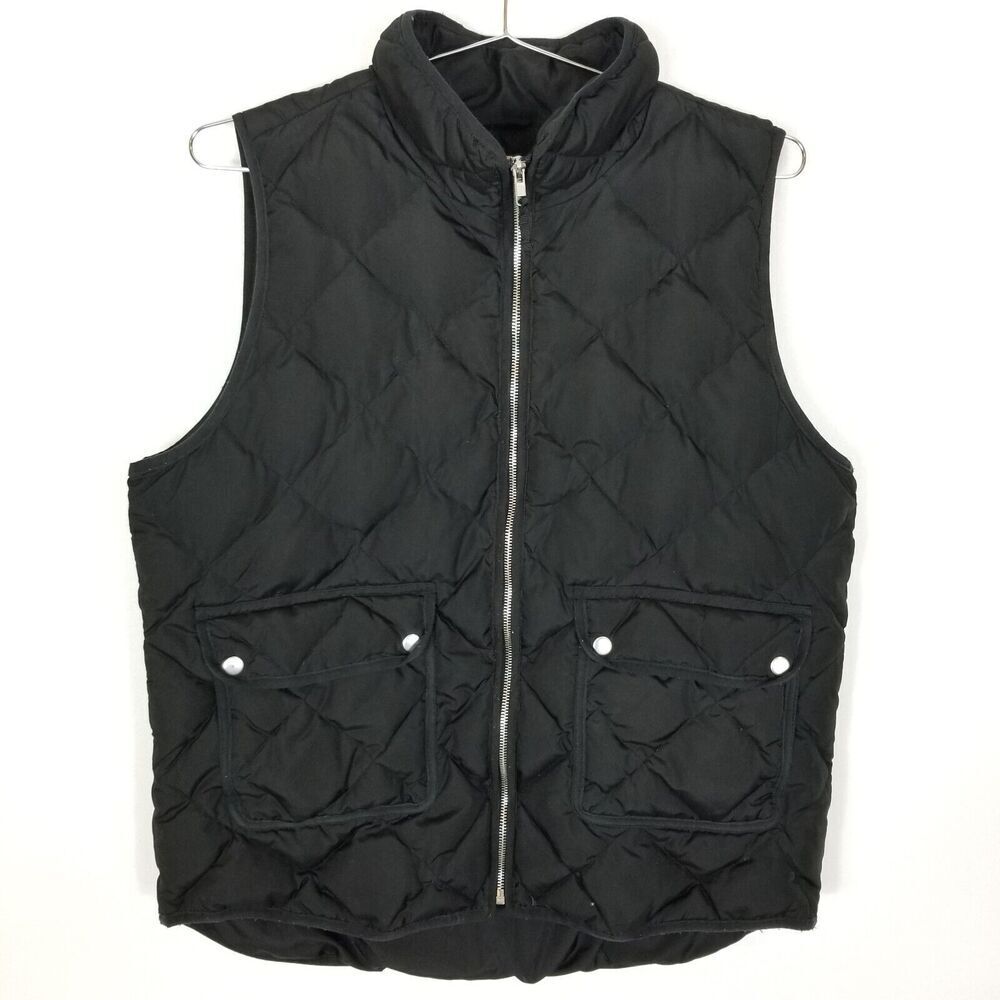 Woolrich Women's Quilted Down Fill Puffer Vest Sz XL Black Zip Up Sleeveless